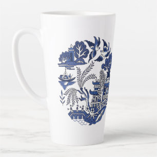 Classic Blue Willow China Design Latte Mug