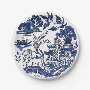 Classic Blue Willow China Design Paper Plate