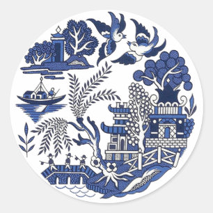 Classic Blue Willow Design Classic Round Sticker