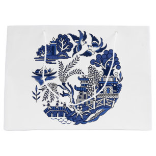 Classic Blue Willow Design Large Gift Bag
