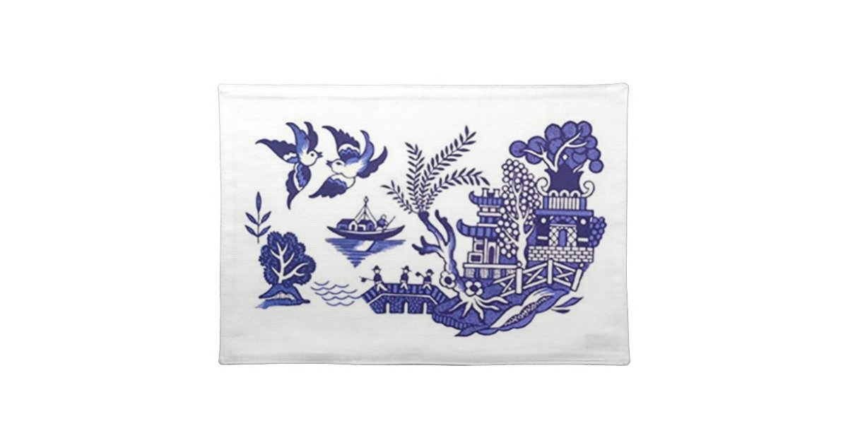 Classic Blue Willow Design Placemat Zazzle