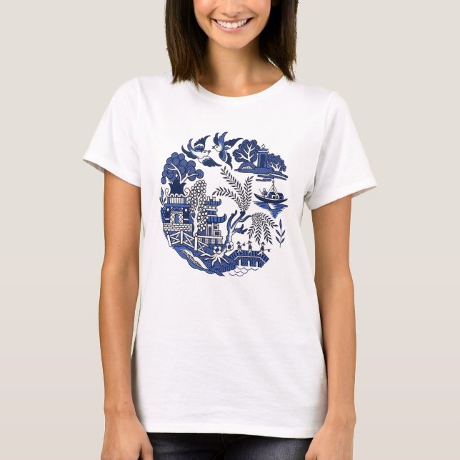 Classic Blue Willow Design T-Shirt (Front)