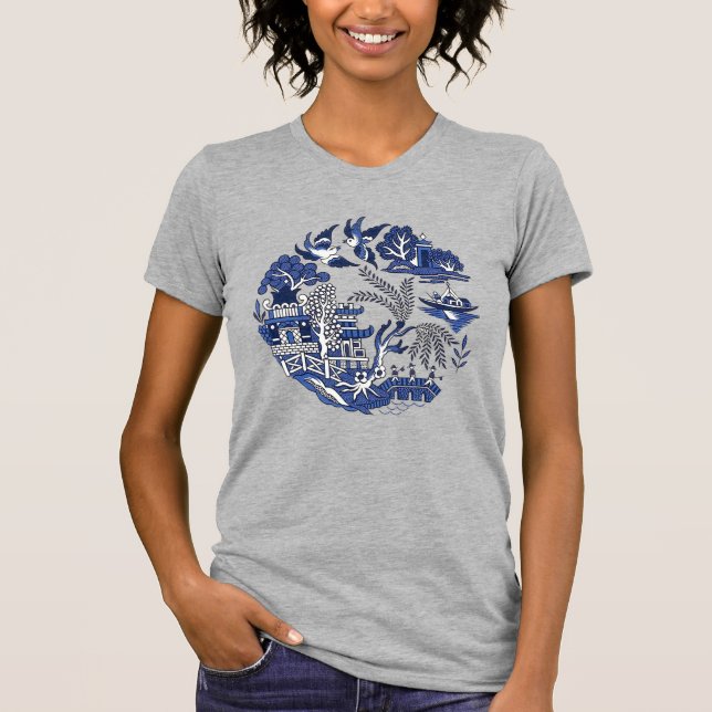 Classic Blue Willow Design T-Shirt (Front)