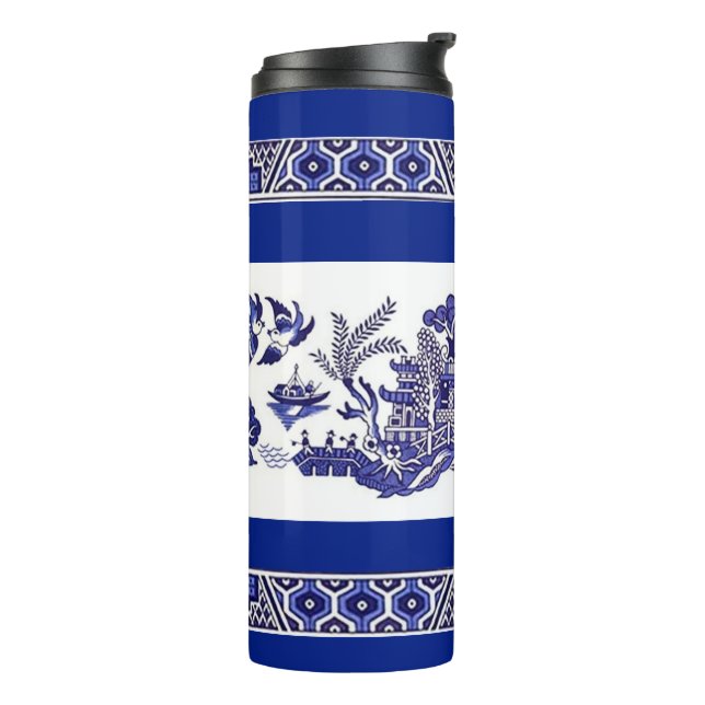 Classic Blue Willow Design Thermal Tumbler (Rotated Left)