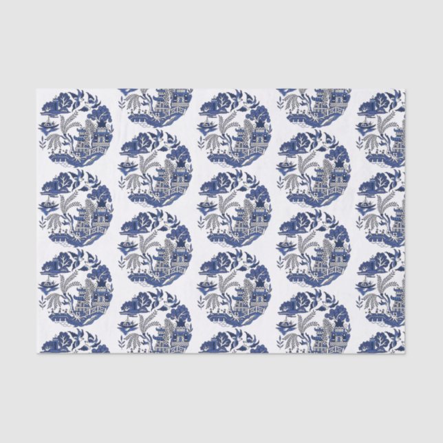 Classic Blue Willow Design Tissue Paper (Front)