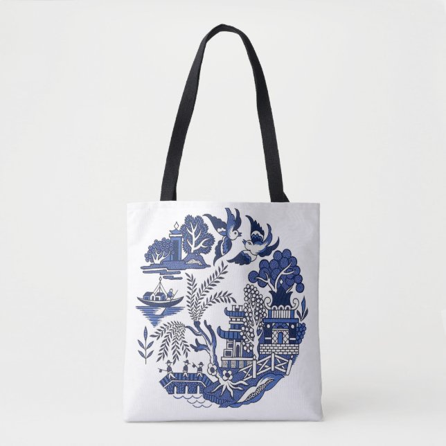 Classic Blue Willow Design  Tote Bag (Front)