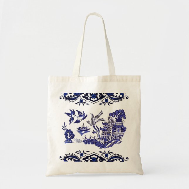 Classic Blue Willow Design Tote Bag (Front)