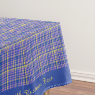 Classic Blue Yellow Gingham Plaid Tartan Pattern Tablecloth