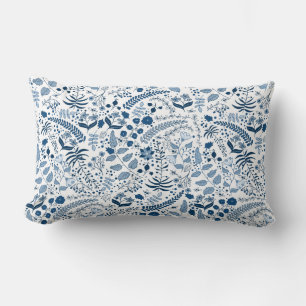 Classic Blues Boho Floral by Cherie Lumbar Cushion