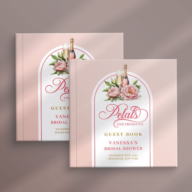 Classic blush and gold petals prosecco sign book (Classic blush and gold petals prosecco sign book)