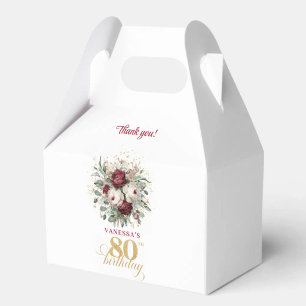 Classic Blush Burgundy 80th Birthday Favour Box