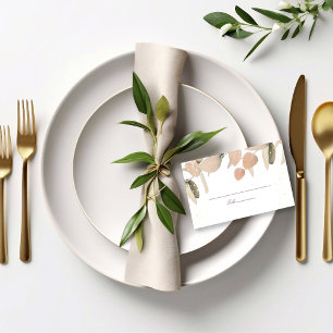 Classic Blush Eucalyptus Glitter Wedding Place Card