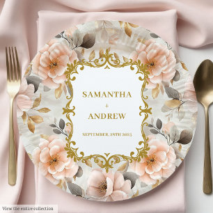 Classic Blush Gold Wedding Paper Plates