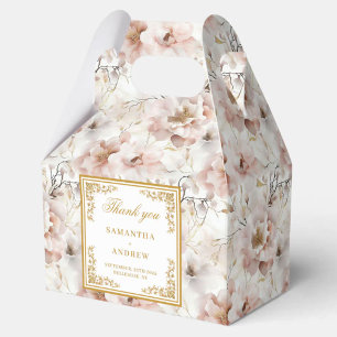 Classic blush ivory gold floral wedding favour box