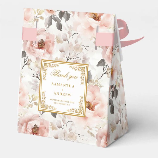Classic Blush Ivory Gold Wedding Thank You Box (Classic Blush Ivory Gold Wedding Thank You Box)