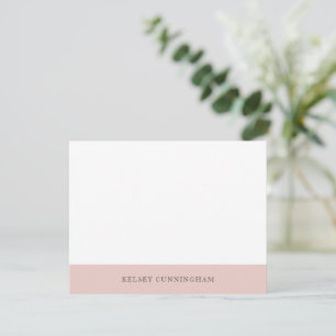 Classic Blush Pink Colour Block Name Flat Card