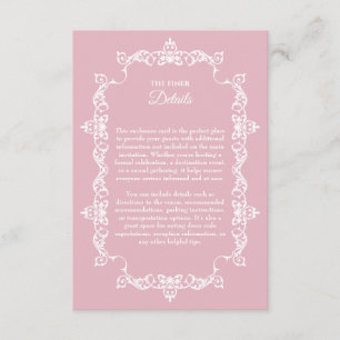 Classic Blush Pink Ornately Framed Wedding Enclosure Card