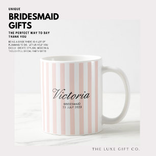 Classic Blush Pink Stripes Bridesmaid Mug