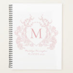 Classic Blush Pink Vintage Floral Crest Monogram Planner<br><div class="desc">Classic Blush Pink Vintage Floral Crest Monogram Planner</div>