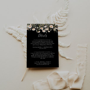 Classic Blush Wildflower Black Wedding Details Enclosure Card