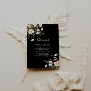 Classic Blush Wildflower Black Wedding Directions Enclosure Card