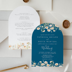 Classic Blush Wildflower Front & Back Wedding  Invitation