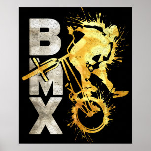 Classic Bmx Bike Bmx Silver Gold Poster Print
