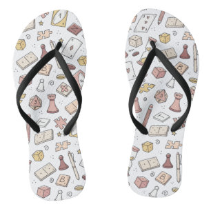 Classic Board Game Hand Drawn Seamless Pattern Thongs