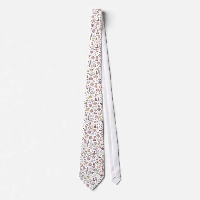 Classic Board Game Hand Drawn Seamless Pattern Tie (Front)