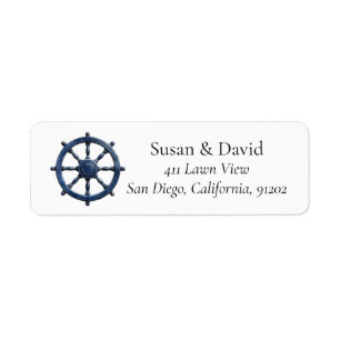 Classic Boat Steering Wheel Return Address Label