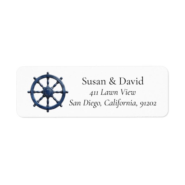Classic Boat Steering Wheel Return Address Label (Front)
