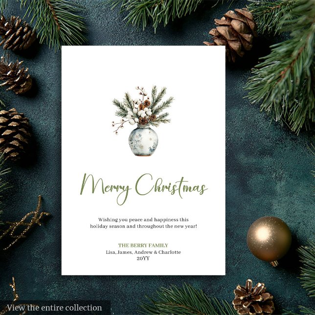 Classic Bohemian Botanical Neutral Holiday Card (Classic Bohemian Botanical Neutral Holiday Card)