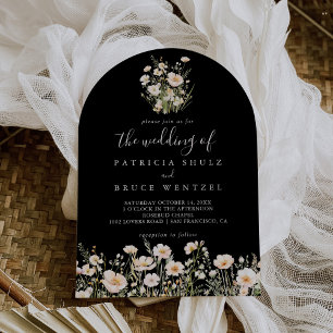 Classic Boho Blush Wildflower Black The Wedding Of Invitation