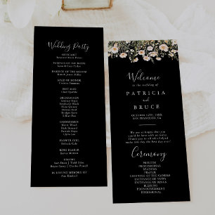 Classic Boho Blush Wildflower Black Wedding  Program