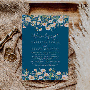 Classic Boho Blush Wildflower Elopement Reception Invitation