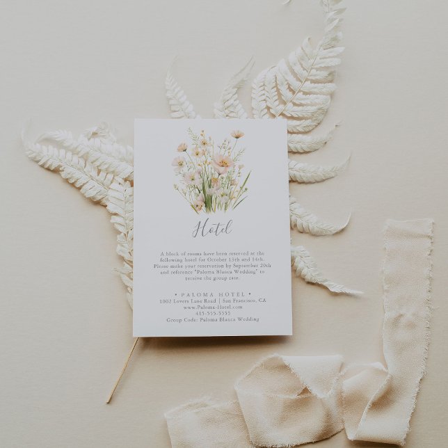Classic Boho Blush Wildflower Hotel Enclosure Card (Creator Uploaded)