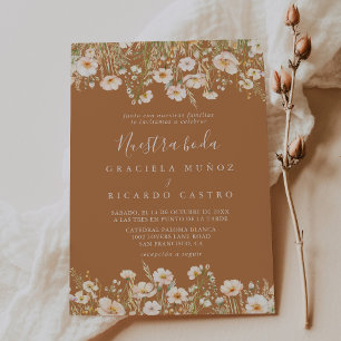 Classic Boho Blush Wildflower Nuestra Boda Wedding Invitation