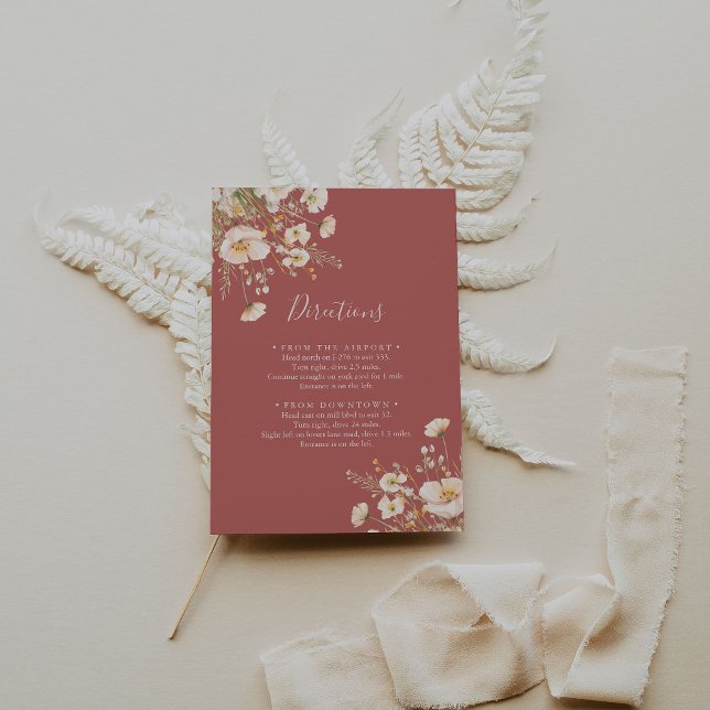 Classic Boho Blush Wildflower Wedding Directions Enclosure Card (Creator Uploaded)