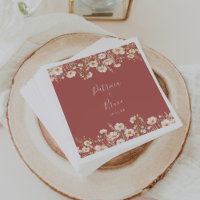 Classic Boho Blush Wildflower Wedding Napkin