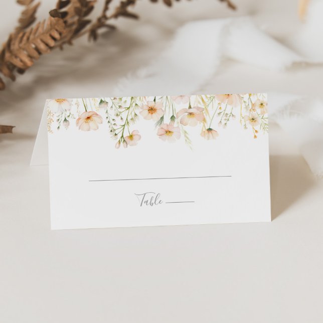 Classic Boho Blush Wildflower Wedding Place Card (Creator Uploaded)