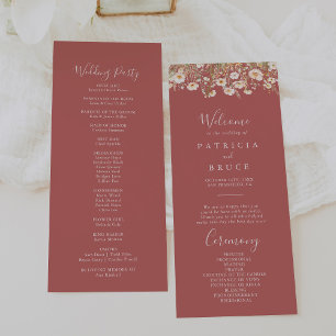 Classic Boho Blush Wildflower Wedding Program