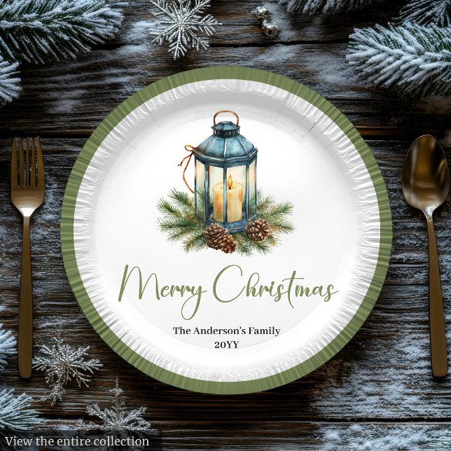 Classic Boho Christmas Lantern in Earthy Colors Paper Plate (Classic Boho Christmas Lantern in Earthy Colors

)