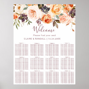 Classic Boho Floral Wedding Seating Chart