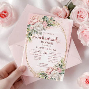 Classic Boho Rose Gold Eucalyptus Rehearsal Invite
