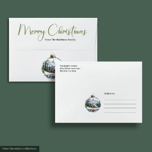Classic Boho Watercolor Christmas Scene Mailer Envelope