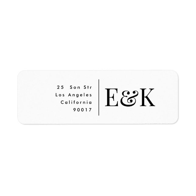 Classic Bold Big Monogram Elegant Return Address Label (Front)