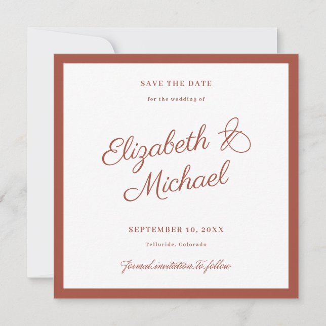 Classic Bold Border Square Save the Date Flat Card (Front)