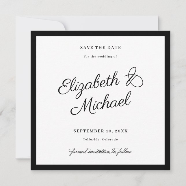 Classic Bold Border Square Save the Date Flat Card (Front)