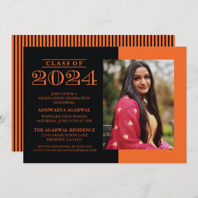 CLASSIC BOLD CLASS OF 2024 GRADUATION INVITATION (Front/Back)