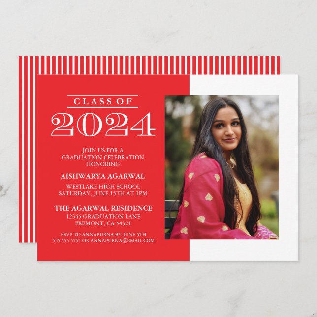 CLASSIC BOLD CLASS OF 2024 GRADUATION INVITATION (Front/Back)